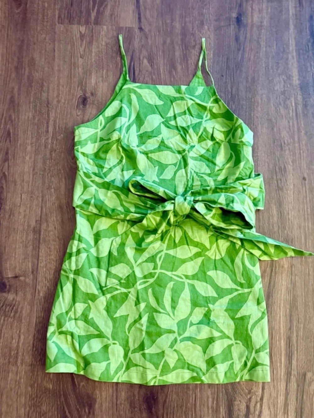 Banana Republic Factory Green Leaf-Print Mini Dress